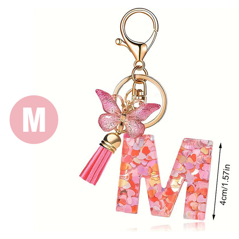 🔥BUY 2 GET 1 FREE 🎁Butterfly Letter Keychain Tassel Design Vibrant Durable Lightweight Gift