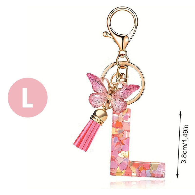 🔥BUY 2 GET 1 FREE 🎁Butterfly Letter Keychain Tassel Design Vibrant Durable Lightweight Gift