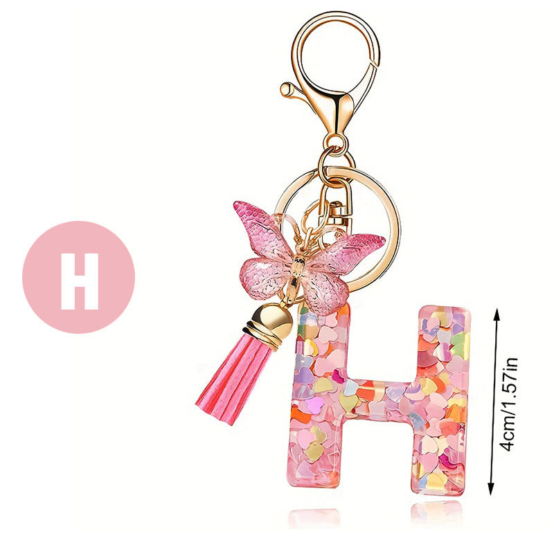 🔥BUY 2 GET 1 FREE 🎁Butterfly Letter Keychain Tassel Design Vibrant Durable Lightweight Gift