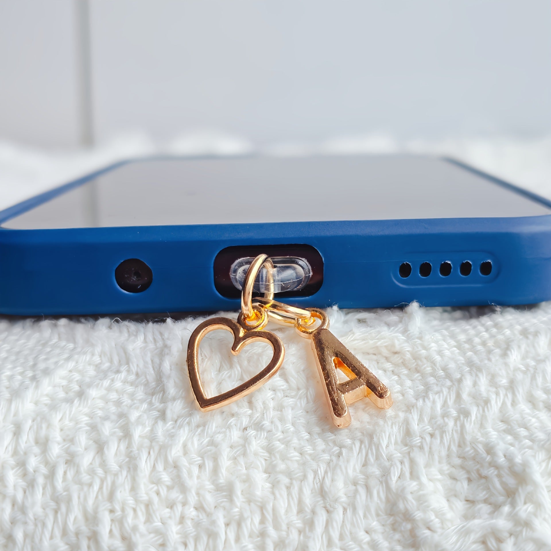 ⏰$9.99 ONLY ONE DAY🔥A-Z Letter Pendant Stylish Heart-Shaped Charging Port Dust Cover