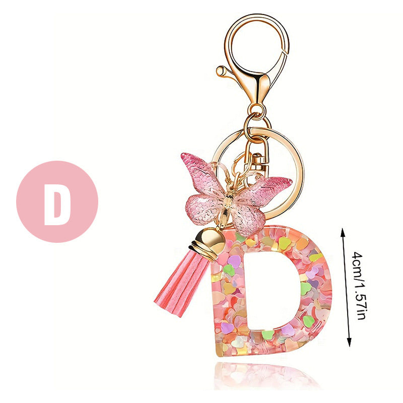 🔥BUY 2 GET 1 FREE 🎁Butterfly Letter Keychain Tassel Design Vibrant Durable Lightweight Gift