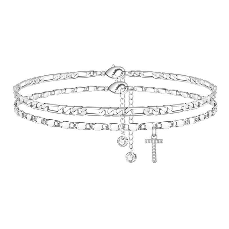 【LAST DAY 49% OFF】2 Pack - Initial Letter Pendant Anklets Set