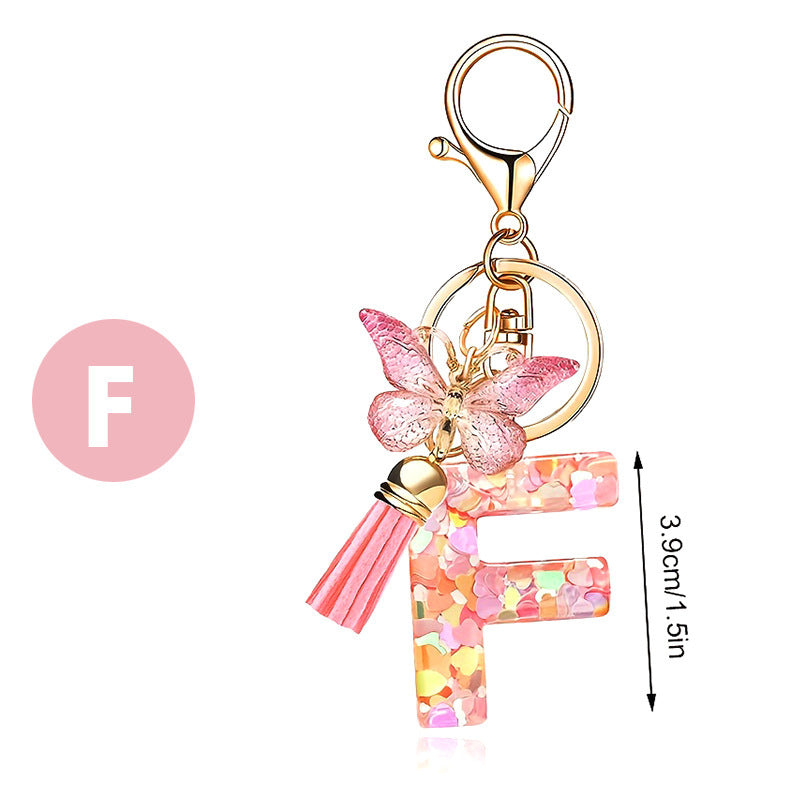 🔥BUY 2 GET 1 FREE 🎁Butterfly Letter Keychain Tassel Design Vibrant Durable Lightweight Gift