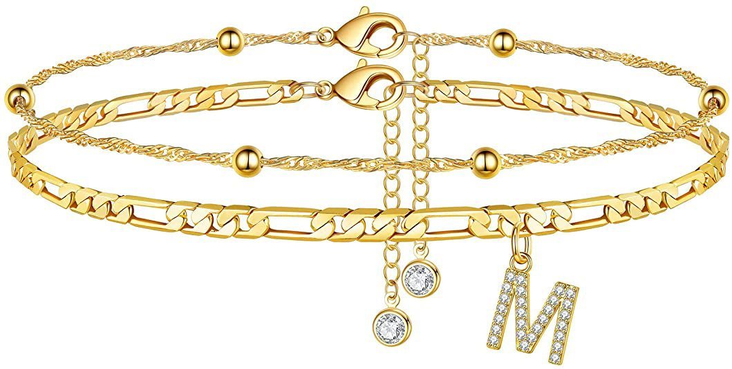 【LAST DAY 49% OFF】2 Pack - Initial Letter Pendant Anklets Set