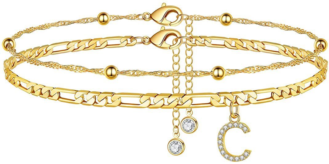 【LAST DAY 49% OFF】2 Pack - Initial Letter Pendant Anklets Set