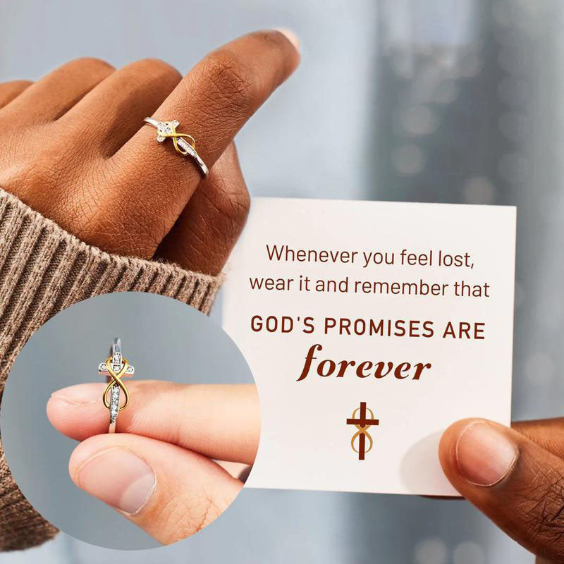 GODS' PROMISES ARE FOREVER INFINITY CROSS RING
