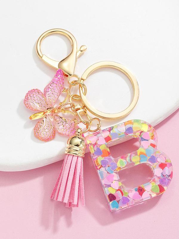 🔥BUY 2 GET 1 FREE 🎁Butterfly Letter Keychain Tassel Design Vibrant Durable Lightweight Gift