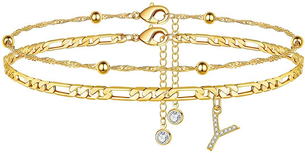 【LAST DAY 49% OFF】2 Pack - Initial Letter Pendant Anklets Set