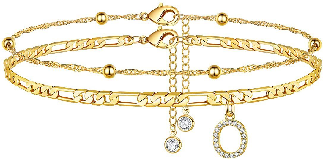 【LAST DAY 49% OFF】2 Pack - Initial Letter Pendant Anklets Set