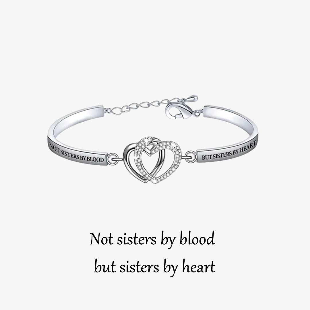 FOR FRIEND - NOT SISTERS BY BLOOD BUT SISTERS BY HEART DOUBLE HEART BRACELET