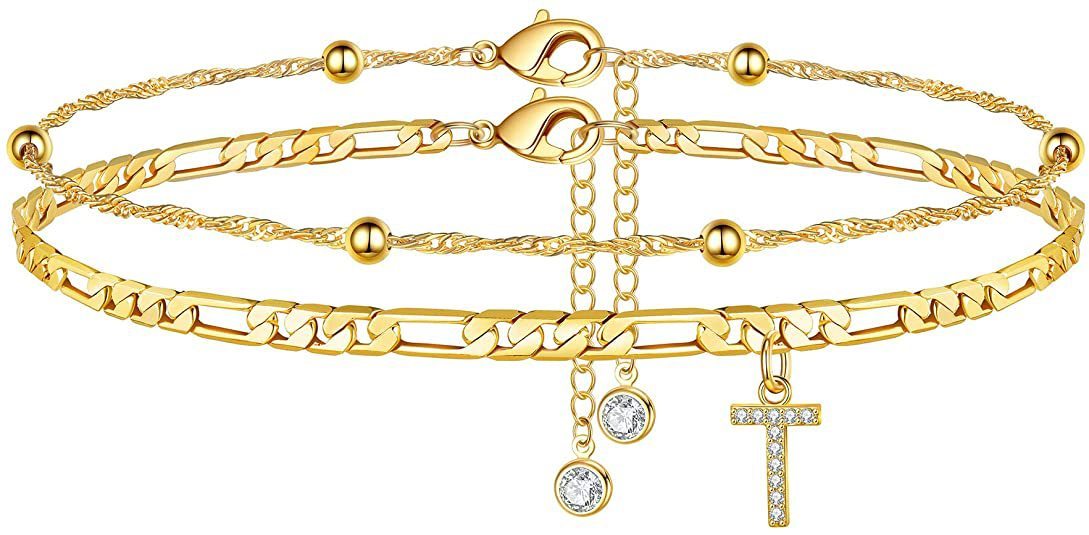 【LAST DAY 49% OFF】2 Pack - Initial Letter Pendant Anklets Set