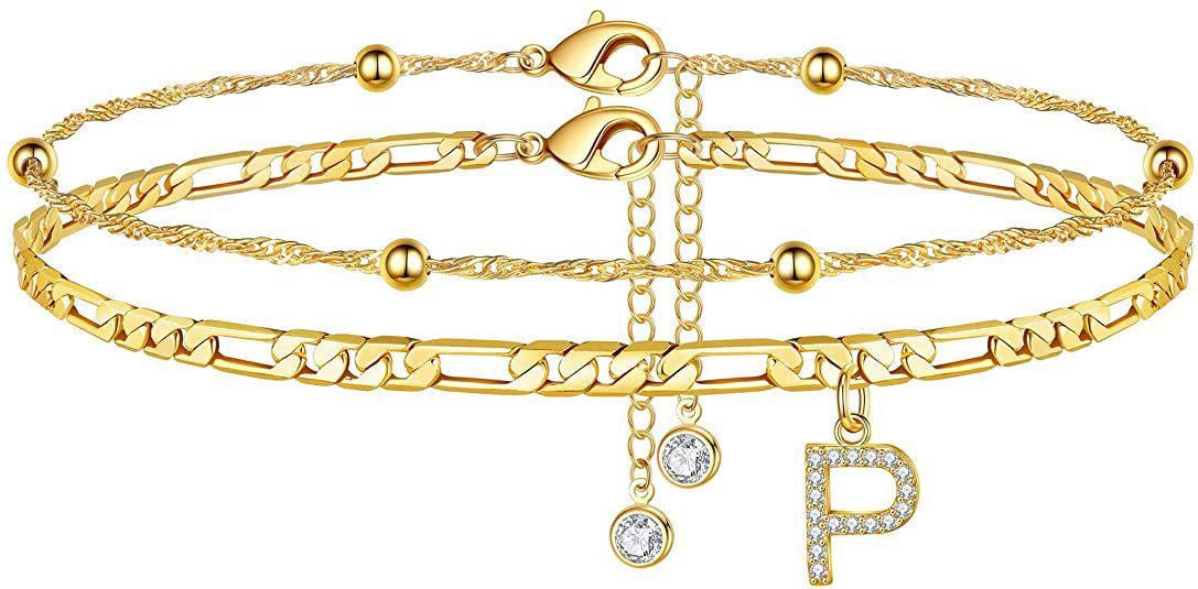 【LAST DAY 49% OFF】2 Pack - Initial Letter Pendant Anklets Set