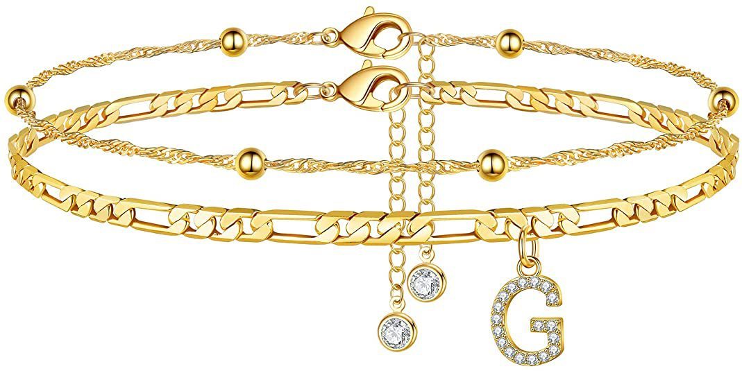 【LAST DAY 49% OFF】2 Pack - Initial Letter Pendant Anklets Set