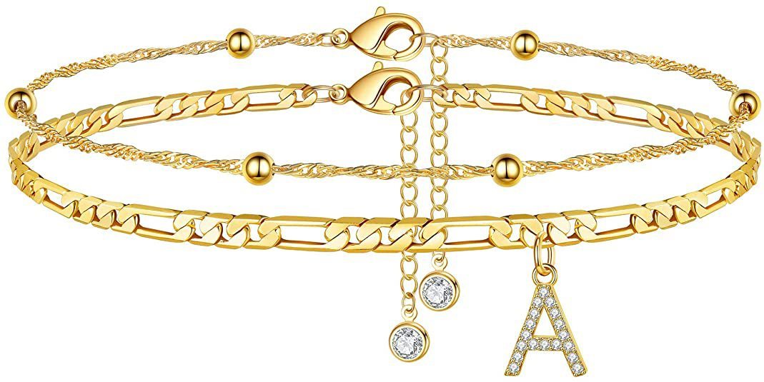 【LAST DAY 49% OFF】2 Pack - Initial Letter Pendant Anklets Set