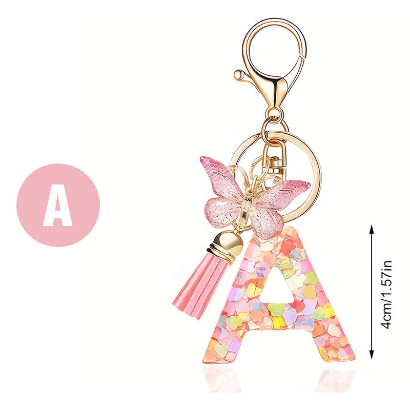 🔥BUY 2 GET 1 FREE 🎁Butterfly Letter Keychain Tassel Design Vibrant Durable Lightweight Gift