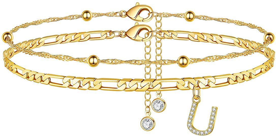【LAST DAY 49% OFF】2 Pack - Initial Letter Pendant Anklets Set