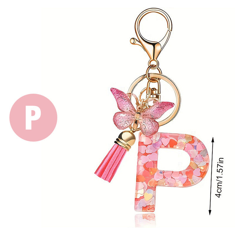 🔥BUY 2 GET 1 FREE 🎁Butterfly Letter Keychain Tassel Design Vibrant Durable Lightweight Gift