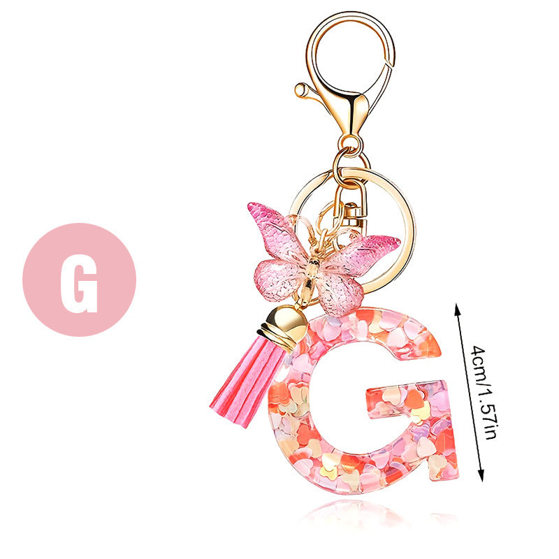 🔥BUY 2 GET 1 FREE 🎁Butterfly Letter Keychain Tassel Design Vibrant Durable Lightweight Gift