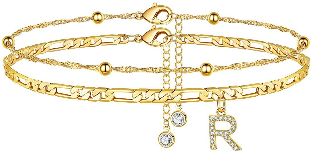 【LAST DAY 49% OFF】2 Pack - Initial Letter Pendant Anklets Set
