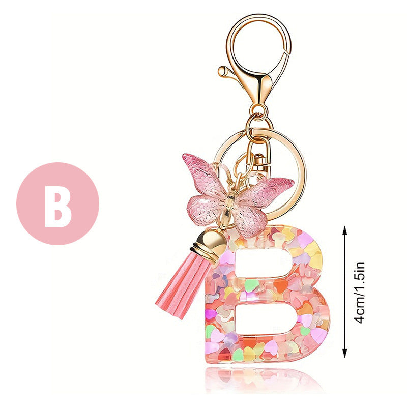🔥BUY 2 GET 1 FREE 🎁Butterfly Letter Keychain Tassel Design Vibrant Durable Lightweight Gift