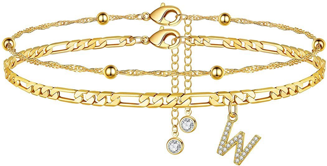 【LAST DAY 49% OFF】2 Pack - Initial Letter Pendant Anklets Set