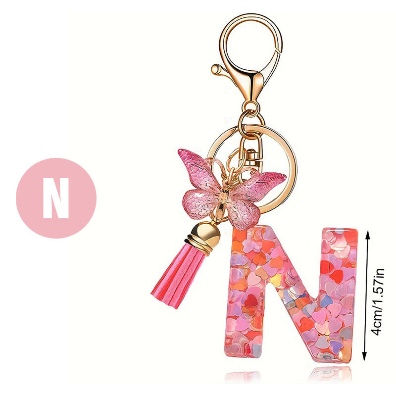 🔥BUY 2 GET 1 FREE 🎁Butterfly Letter Keychain Tassel Design Vibrant Durable Lightweight Gift