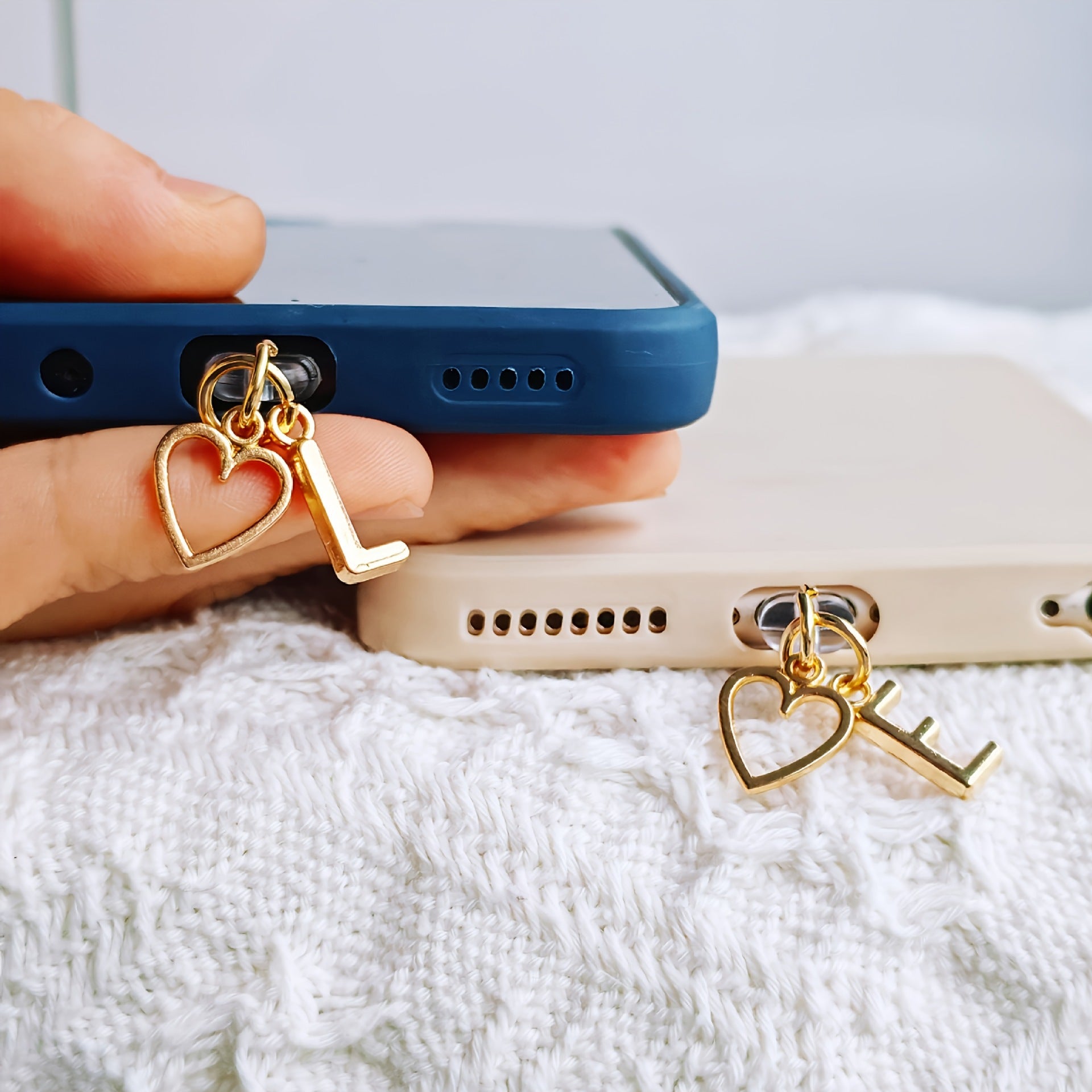 ⏰$9.99 ONLY ONE DAY🔥A-Z Letter Pendant Stylish Heart-Shaped Charging Port Dust Cover