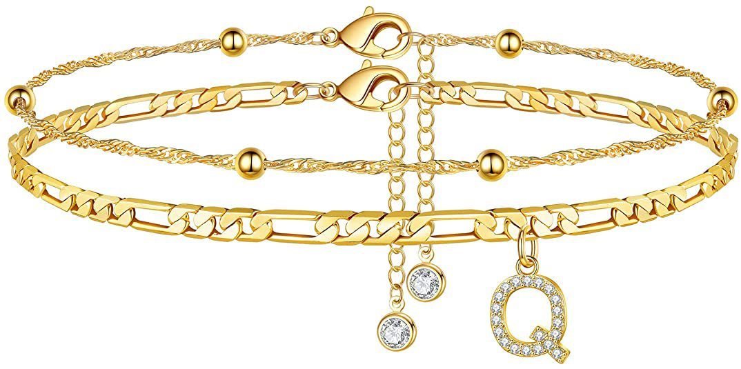 【LAST DAY 49% OFF】2 Pack - Initial Letter Pendant Anklets Set