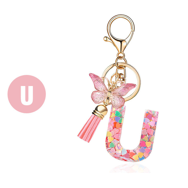 🔥BUY 2 GET 1 FREE 🎁Butterfly Letter Keychain Tassel Design Vibrant Durable Lightweight Gift