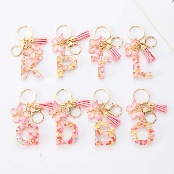 🔥BUY 2 GET 1 FREE 🎁Butterfly Letter Keychain Tassel Design Vibrant Durable Lightweight Gift