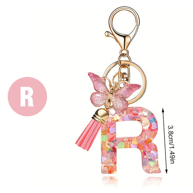 🔥BUY 2 GET 1 FREE 🎁Butterfly Letter Keychain Tassel Design Vibrant Durable Lightweight Gift