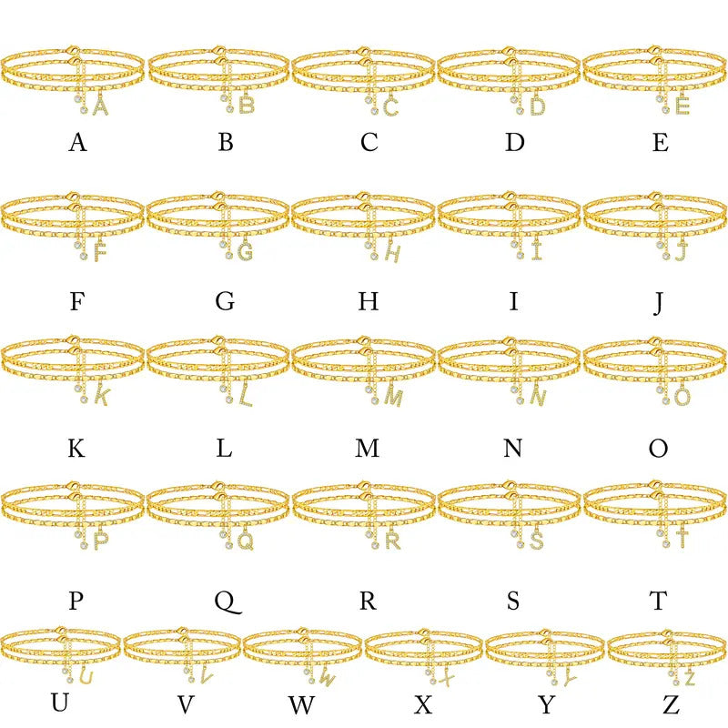 【LAST DAY 48% OFF】2 Pack - Initial Letter Pendant Anklets Set