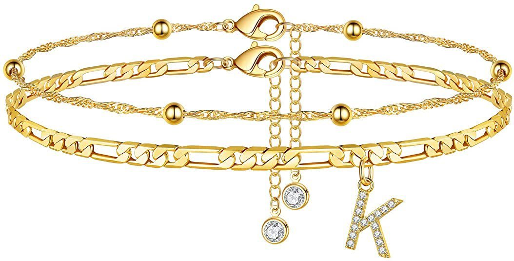 【LAST DAY 49% OFF】2 Pack - Initial Letter Pendant Anklets Set