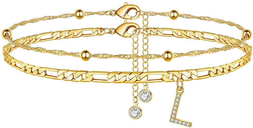 【LAST DAY 49% OFF】2 Pack - Initial Letter Pendant Anklets Set