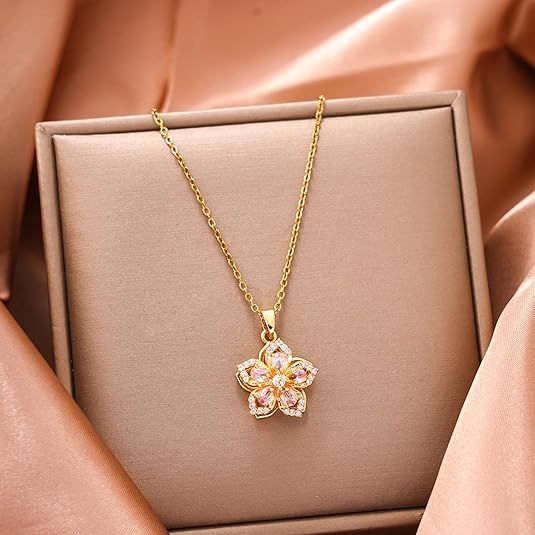 Special Price $11.99 Only Today⏰Rotatable Flower Design Trendy Charm Necklace🌸
