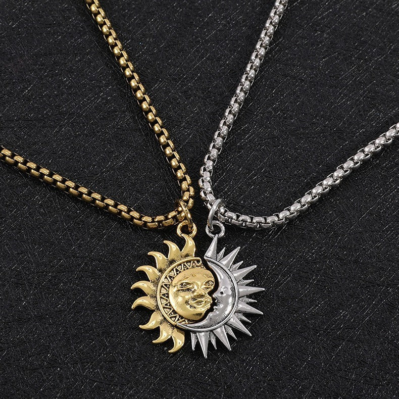 Asymmetric Sun and Moon Matching Necklace👫