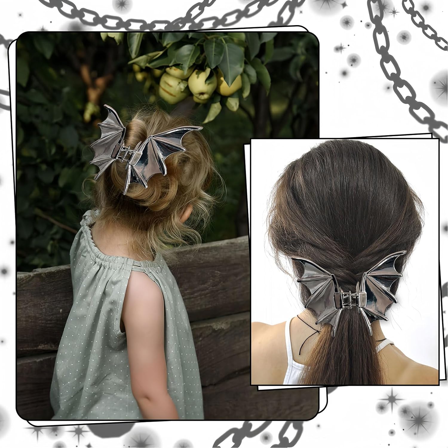 Punk Style Ponytail Hair Accessories -Halloween Bat Hair Claw