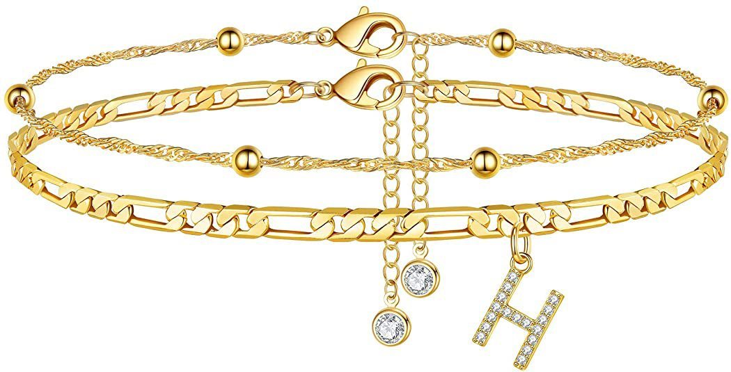【LAST DAY 49% OFF】2 Pack - Initial Letter Pendant Anklets Set