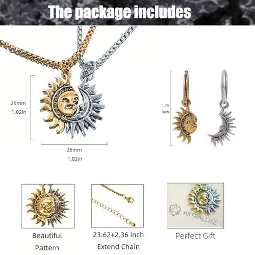 Asymmetric Sun and Moon Matching Necklace👫