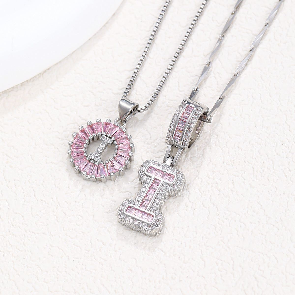 【Limit Edition Color-Pink】2 Pack - Initial Letter Pendant Necklaces