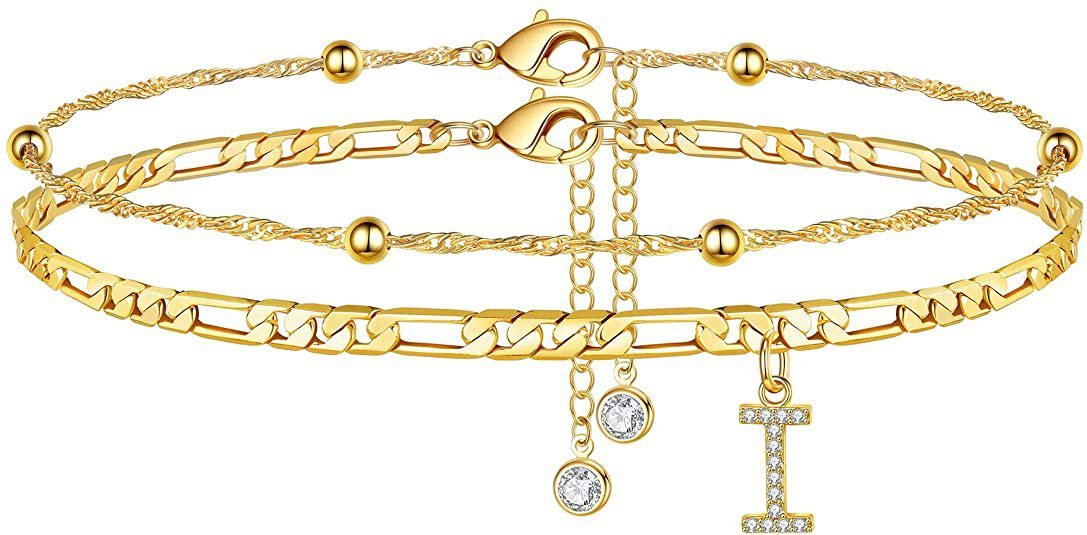 【LAST DAY 49% OFF】2 Pack - Initial Letter Pendant Anklets Set