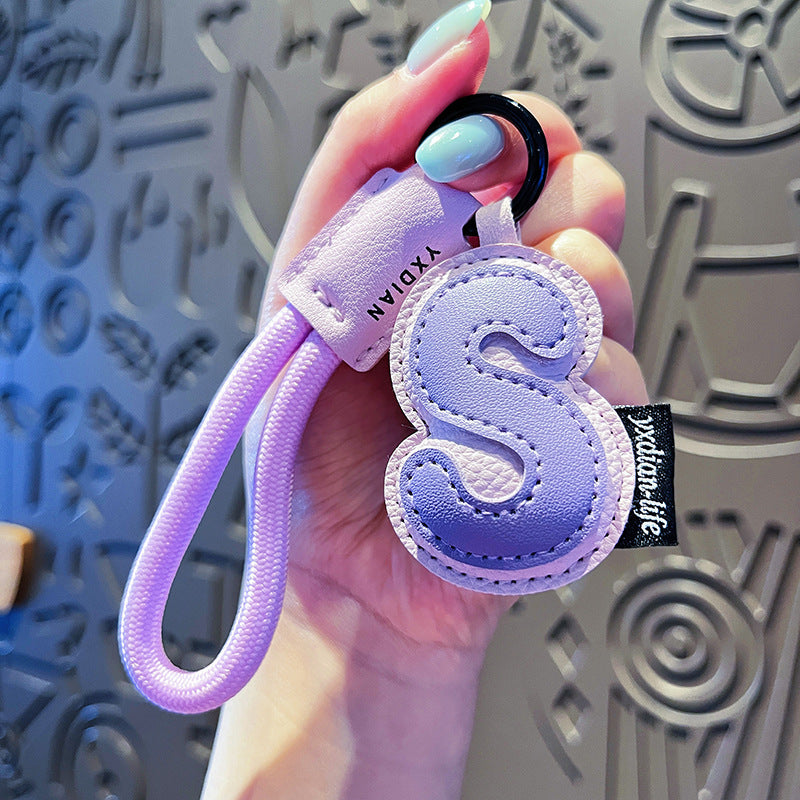 Creative Cartoon Leather 26 Letters Keychain