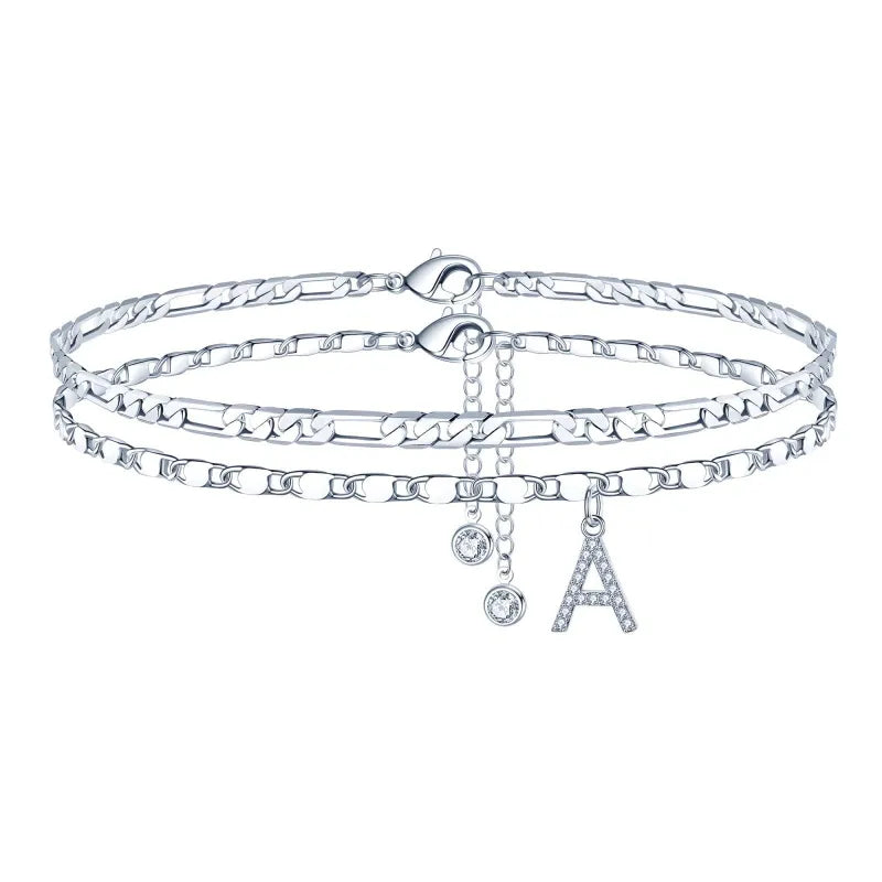 【LAST DAY 48% OFF】2 Pack - Initial Letter Pendant Anklets Set