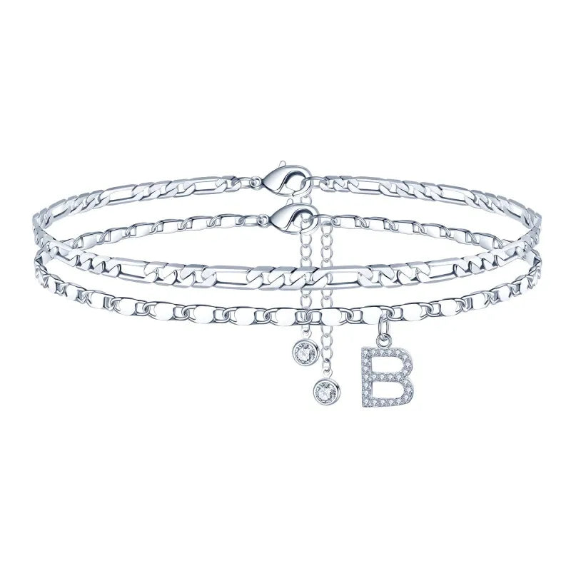 【LAST DAY 48% OFF】2 Pack - Initial Letter Pendant Anklets Set