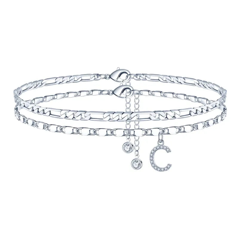【LAST DAY 48% OFF】2 Pack - Initial Letter Pendant Anklets Set