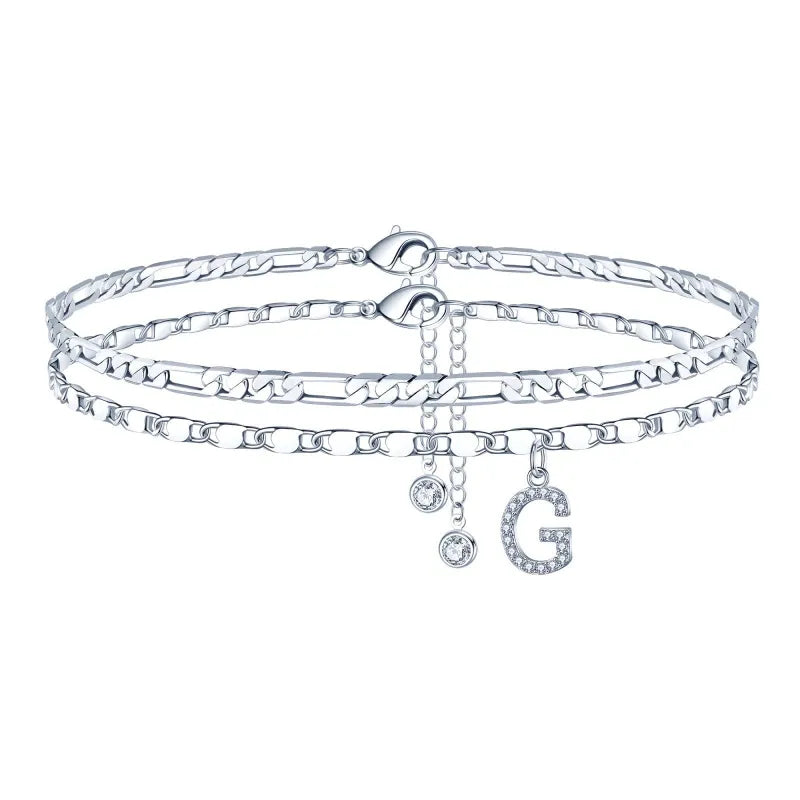 【LAST DAY 49% OFF】2 Pack - Initial Letter Pendant Anklets Set