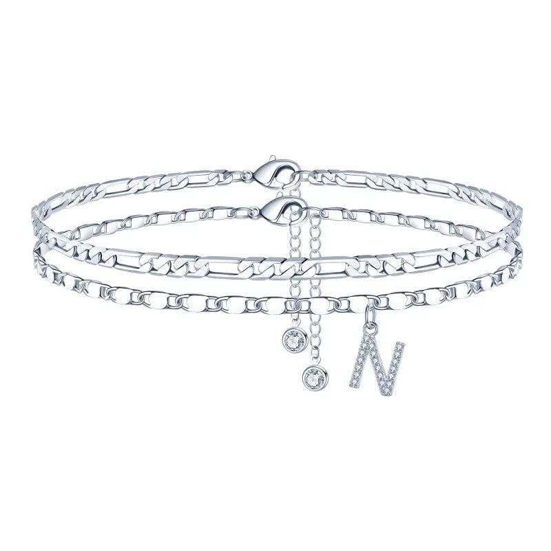 【LAST DAY 49% OFF】2 Pack - Initial Letter Pendant Anklets Set