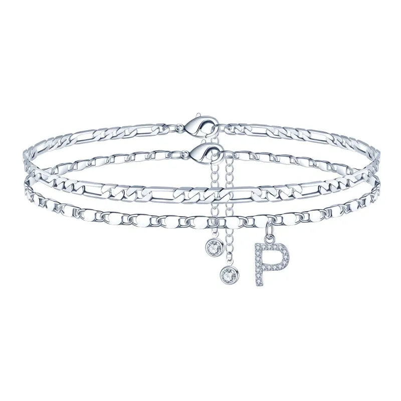 【LAST DAY 49% OFF】2 Pack - Initial Letter Pendant Anklets Set