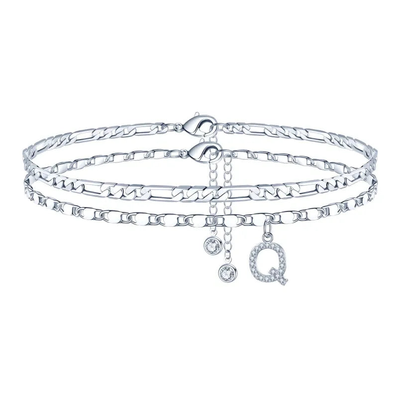 【LAST DAY 49% OFF】2 Pack - Initial Letter Pendant Anklets Set