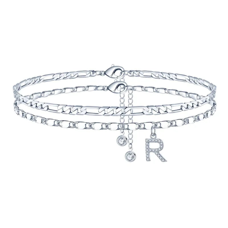 【LAST DAY 48% OFF】2 Pack - Initial Letter Pendant Anklets Set
